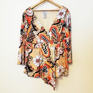 Dressbarn Floral Wrap Top